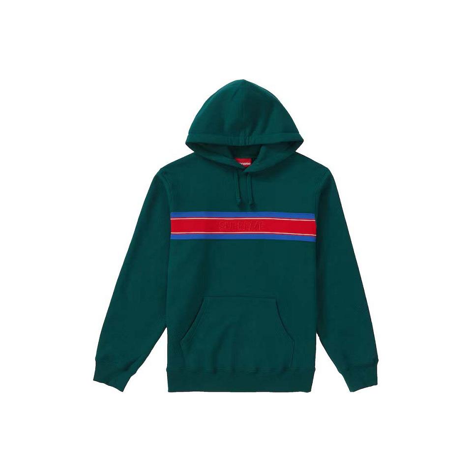 Supreme Chest Stripe Logo Con Cappuccio Felpe Verdi | IT321VD