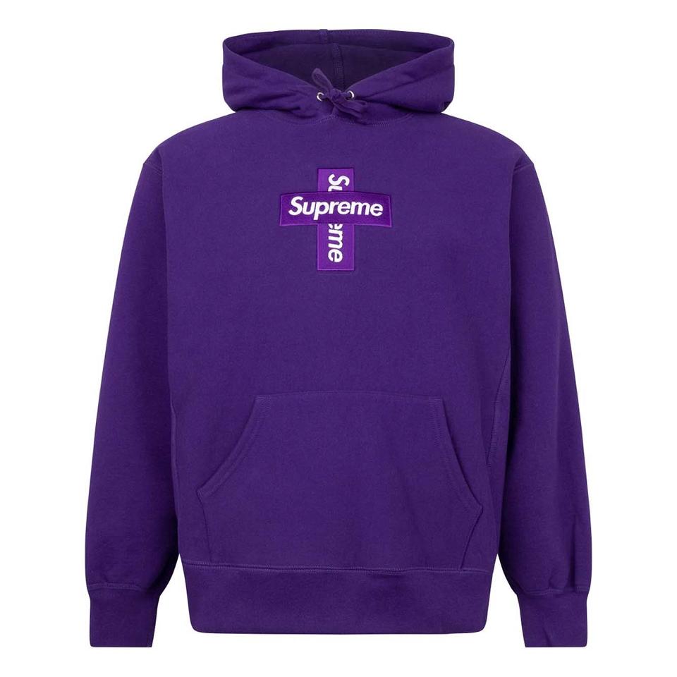 Supreme Cross Box Logo Felpa Con Cappuccio Viola | IT106HK