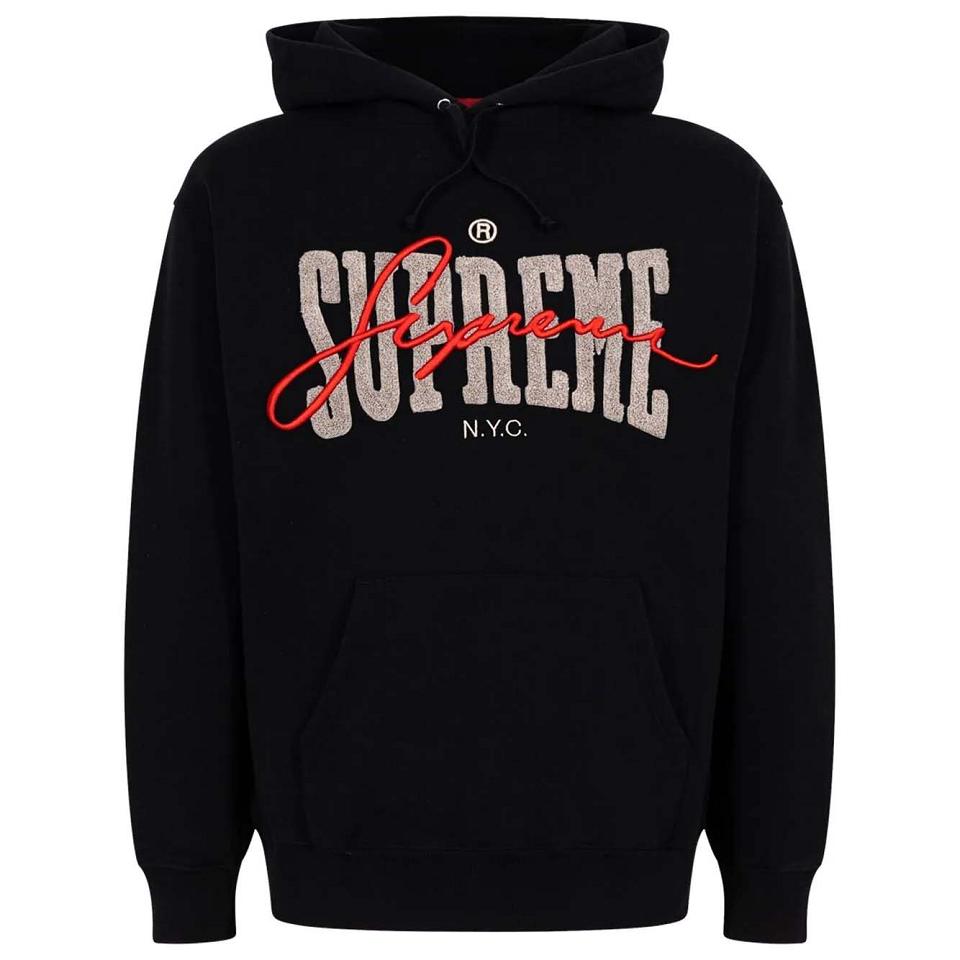 Supreme Embroide Chenilles Felpa Con Cappuccio Nere | IT108KI