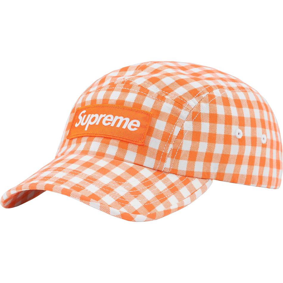 Supreme Gingham Camp Cap Cappelli Arancioni | IT473LH