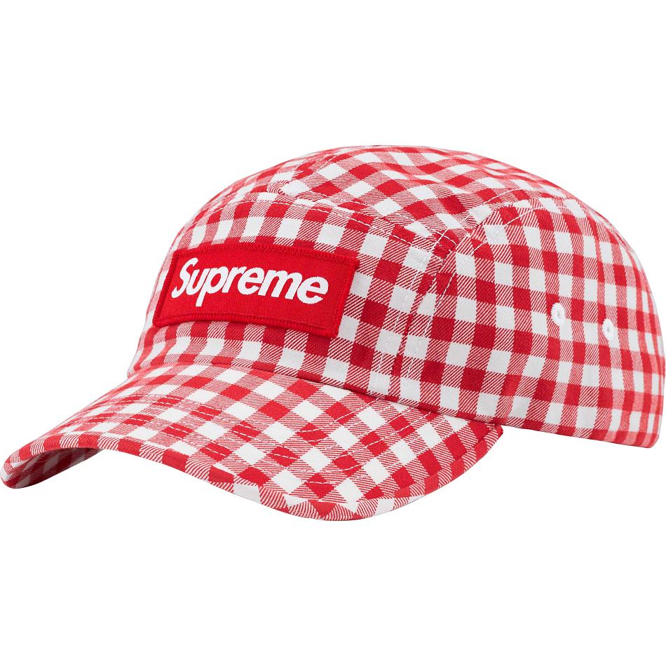 Supreme Gingham Camp Cap Cappelli Rosse | IT477VD