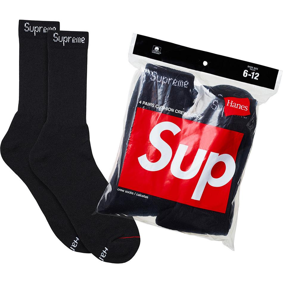 Supreme Hanes® Crew Socks (4 Pack) Calzini Nere | IT486YU