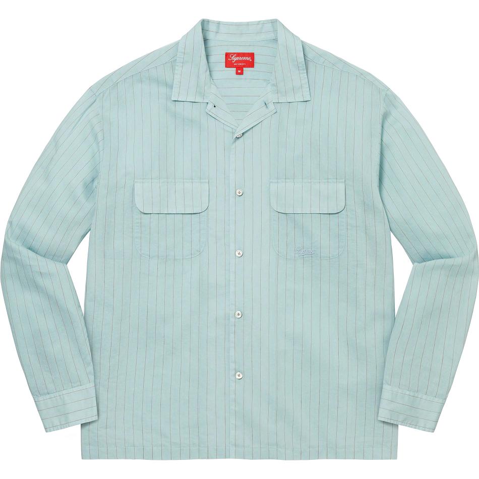 Supreme Pinstripe Linen Camicie Blu | IT218BC