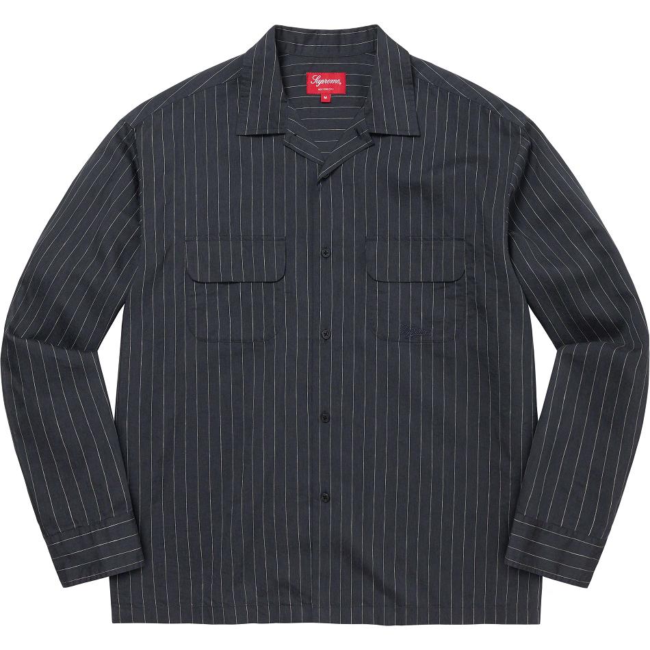 Supreme Pinstripe Linen Camicie Blu Marino | IT219NB