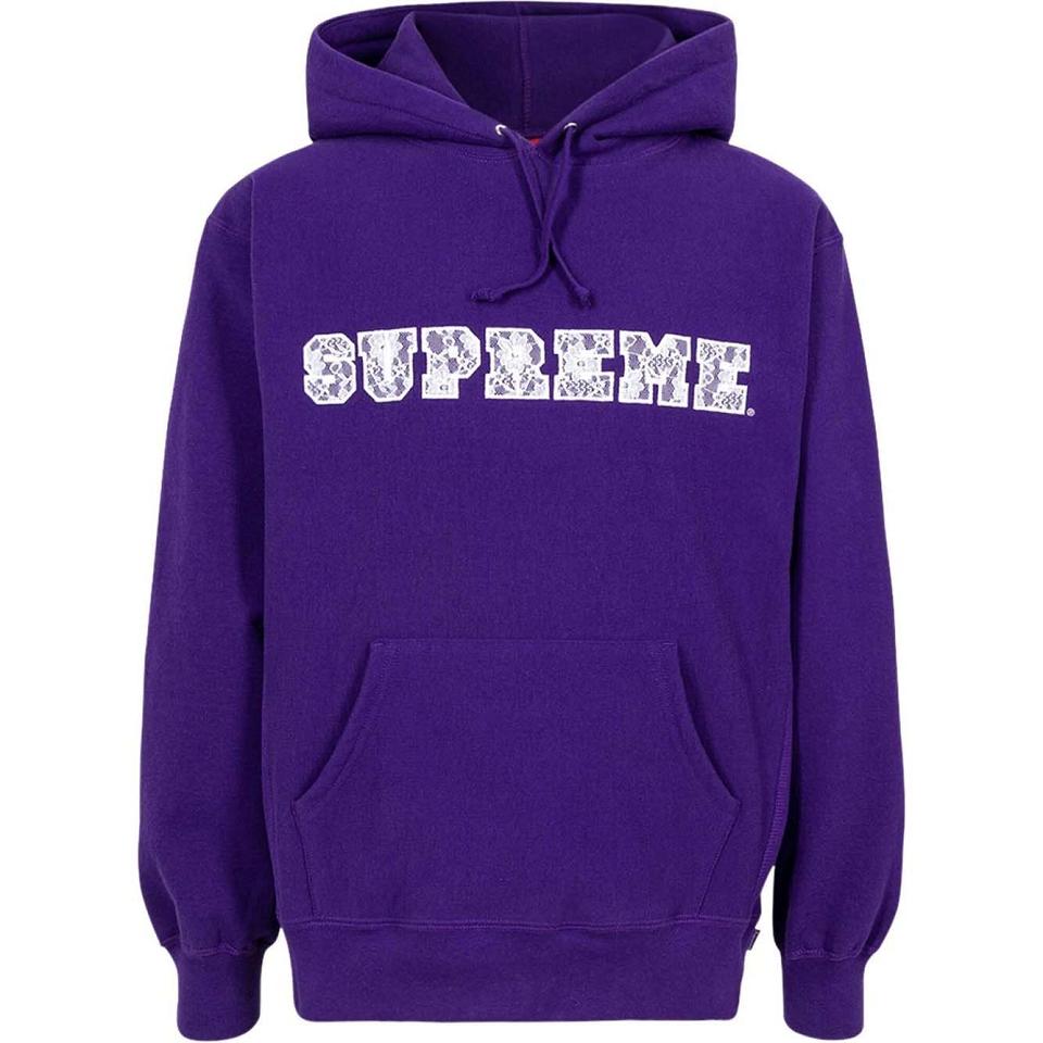 Supreme Pizzo Detail Logo Felpa Con Cappuccio Viola | IT115NB