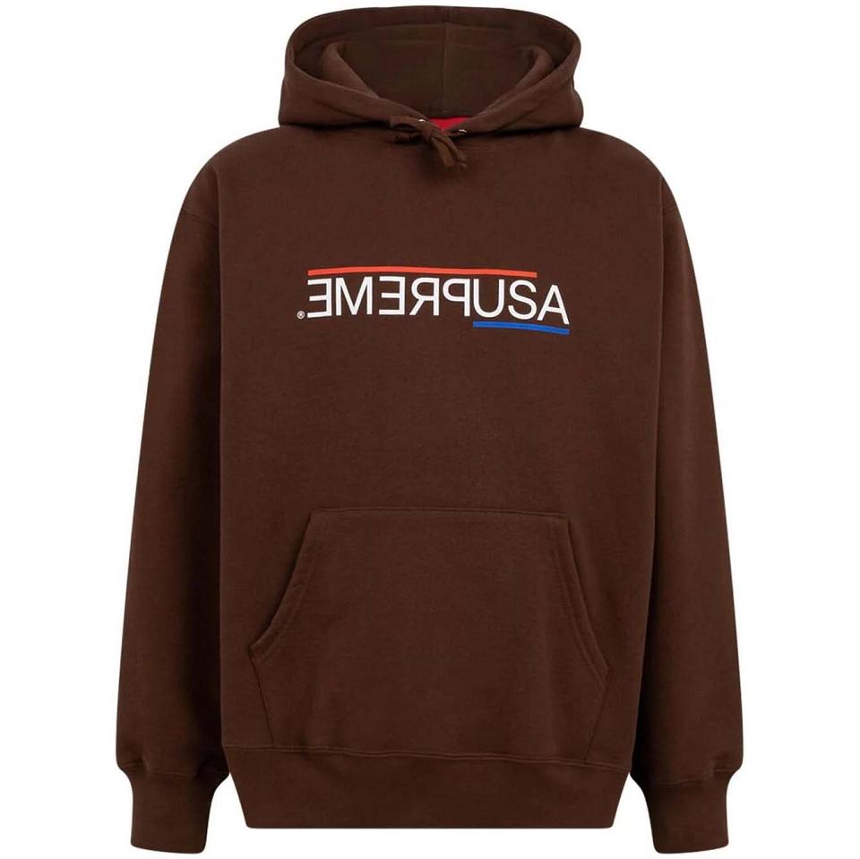 Supreme USA Felpa Con Cappuccio Marroni | IT129DN