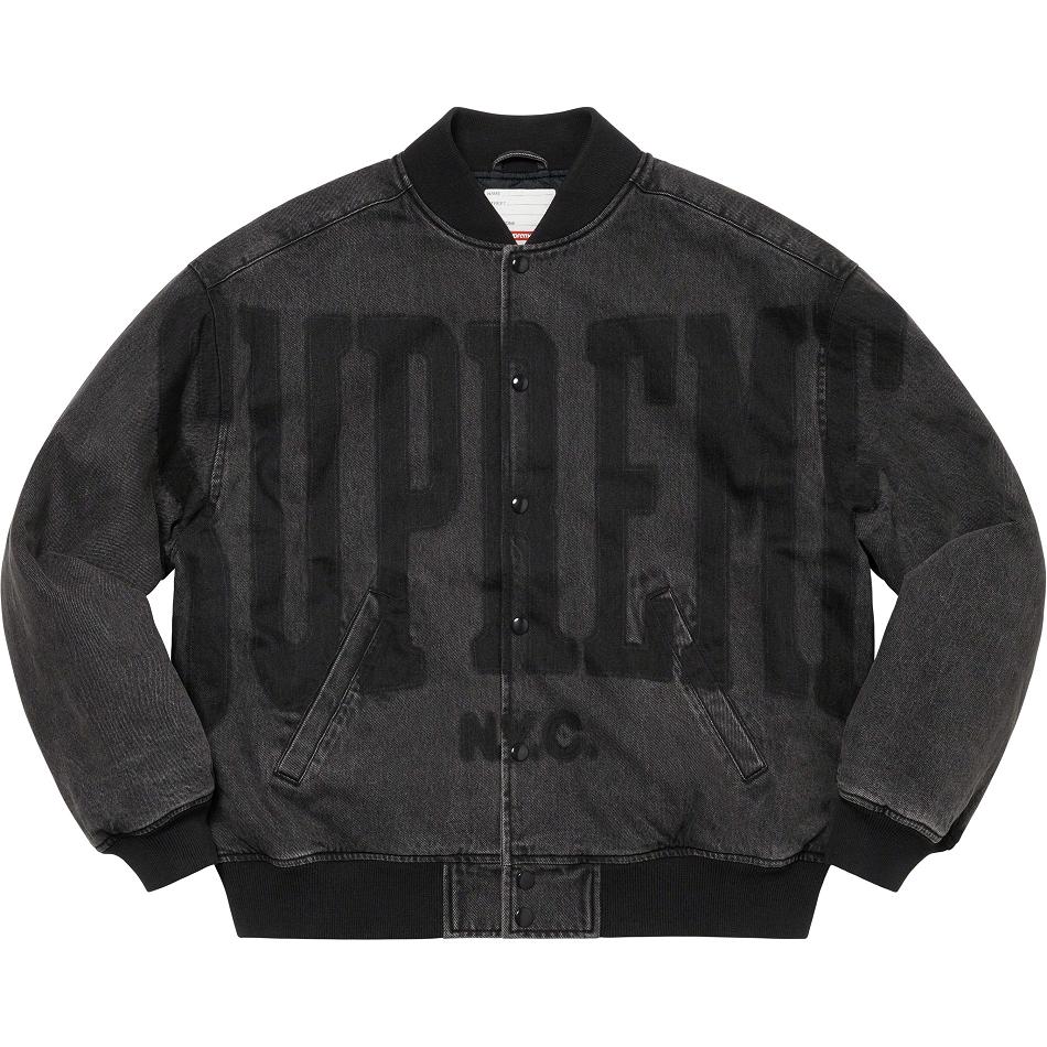 Supreme Washed Knockout Denim Varsity Giacca Nere | IT152PQ