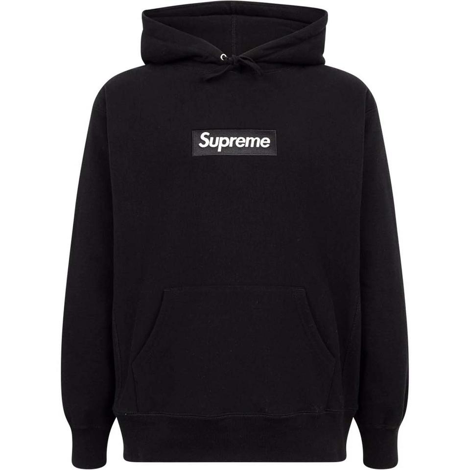 Supreme White Logo Felpa Con Cappuccio Nere | IT130FM