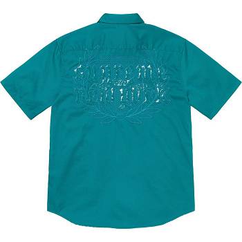 Supreme Croc Patch S/S Lavoro Camicie Aqua | IT206SO