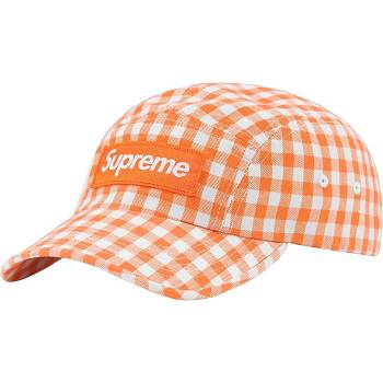 Supreme Gingham Camp Cap Cappelli Arancioni | IT473LH