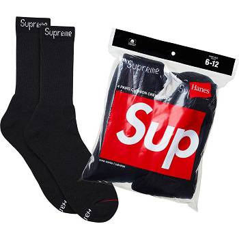 Supreme Hanes® Crew Socks (4 Pack) Calzini Nere | IT486YU