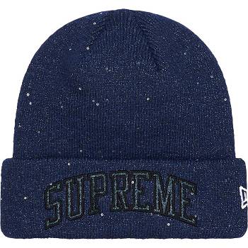 Supreme New Era® Metallic Arc Beanie Cappelli Blu Marino | IT446KI