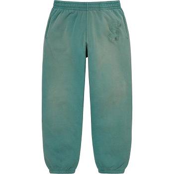 Supreme Overdyed S Logo Sweatpant Pantaloni Aqua | IT187LH