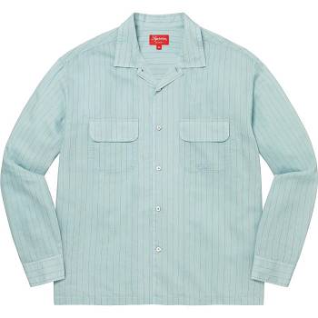 Supreme Pinstripe Linen Camicie Blu | IT218BC