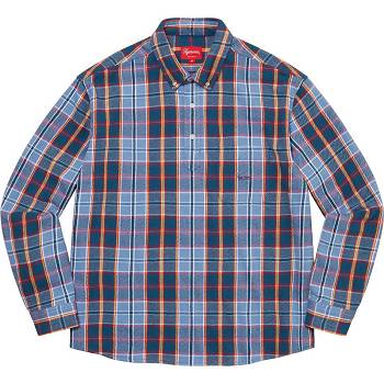 Supreme Pullover Plaid Flannel Camicie Blu | IT211JJ