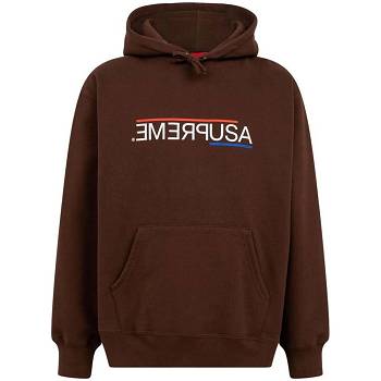 Supreme USA Felpa Con Cappuccio Marroni | IT129DN