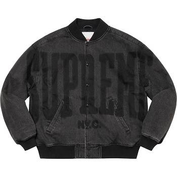 Supreme Washed Knockout Denim Varsity Giacca Nere | IT152PQ