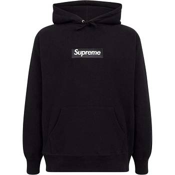 Supreme White Logo Felpa Con Cappuccio Nere | IT130FM